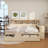Wooden Full Size Daybed With Storage Shelves, Multi-Functional Bed With Two Storage Drawers And Study Desk, Antique White-110702347-110702350