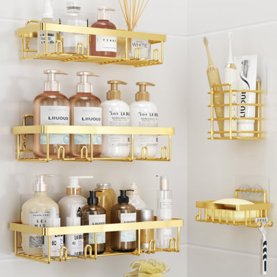 Lot de 5 paniers de douche pour l'intérieur de la douche, ensemble de décoration pour salle de bain, argent