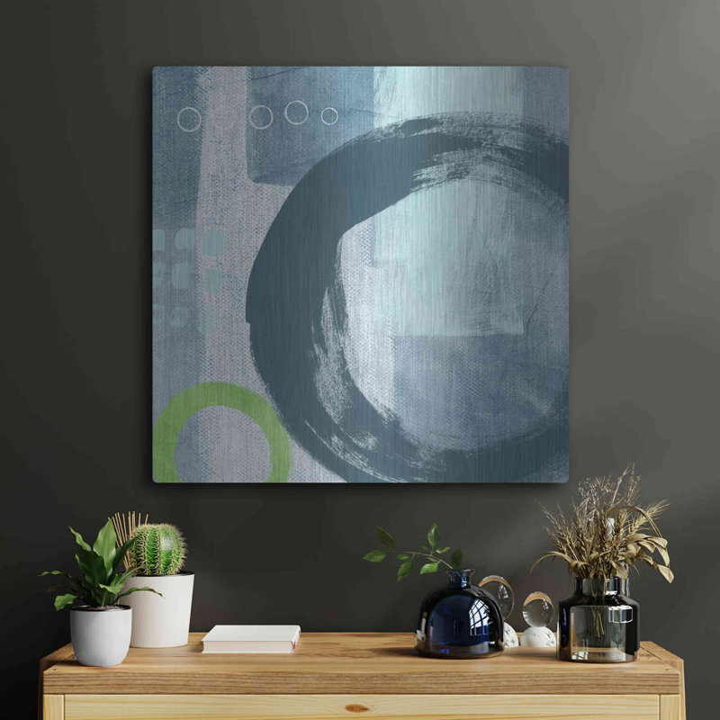 «Blue Circles II» par Linda Woods, H 24 po x l 24 po