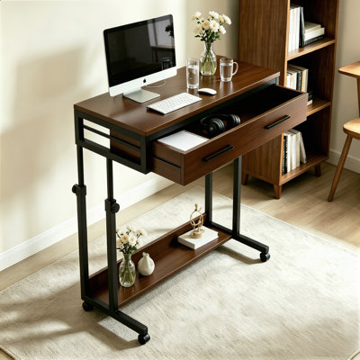 Table à roulettes à hauteur réglable avec rangement pour le bureau et les loisirs quotidiens