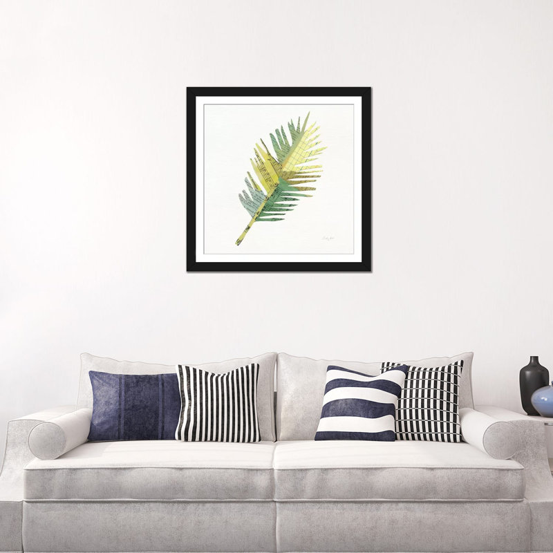 «Tropical Fun Palms I», impression sur toile, H 16 po x l 16 po x P 1 po, Papier d'art encadré noir, Blanc