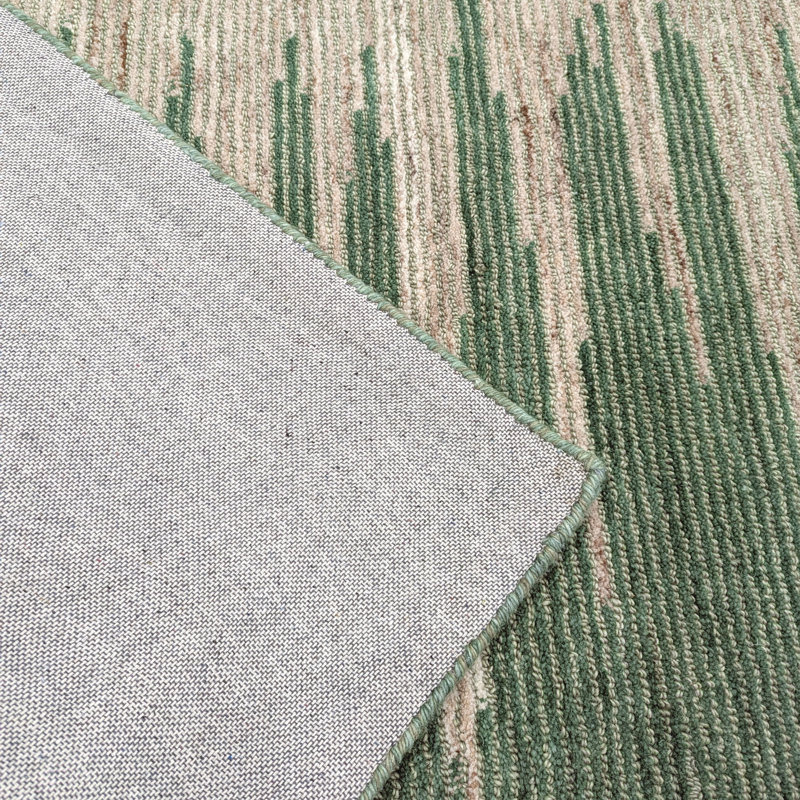 Abrash Ikat Hand-Tufted Wool Area Rug Cut/Loop Pile, Forest, 7'6" x 9'6"