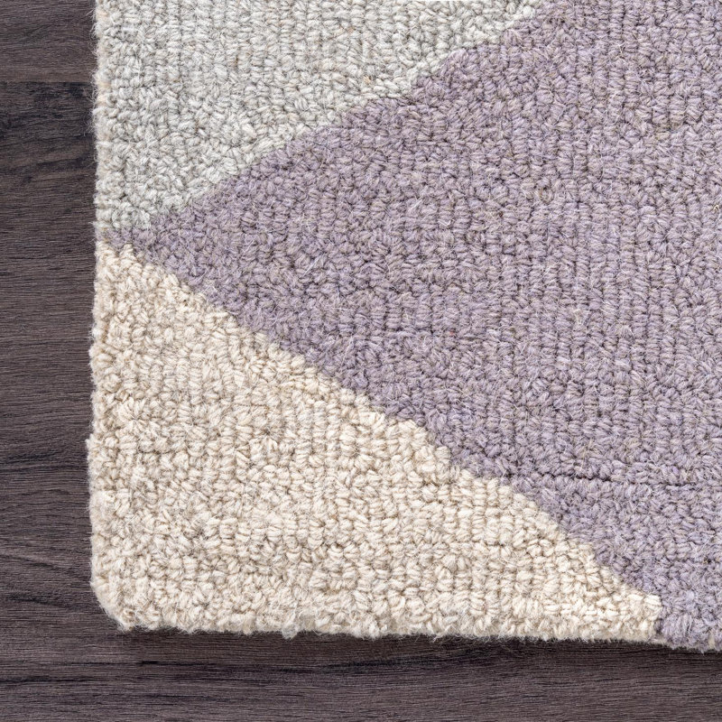 Geometric Wool Hand Woven Area Rug, Rectangle 91 x 152cm