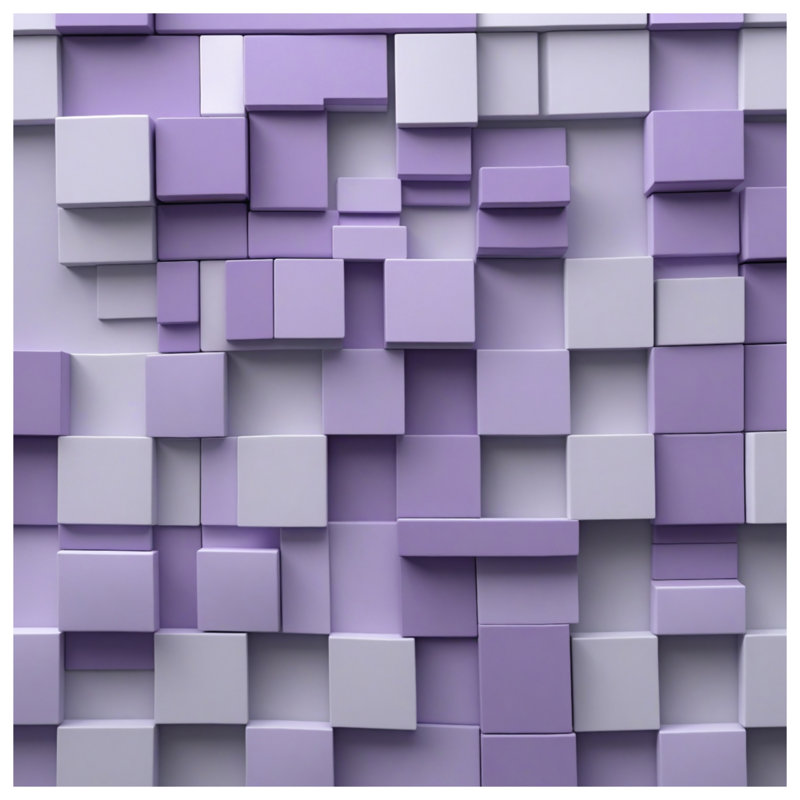 Rideaux de douche mauves à cubes, 70in W x 72in H