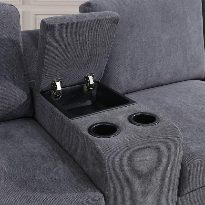 Canapé modulaire rembourré 5 pièces Shollenbarger, Microfibre grise