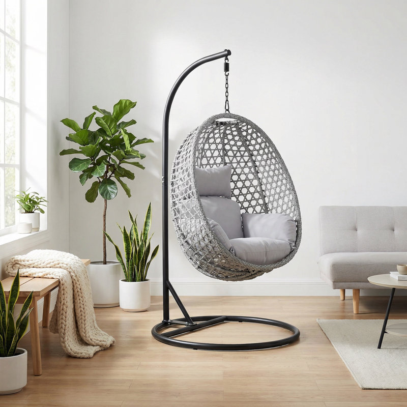 Fauteuil à œufs en osier avec support Charlie / Jade Charlie-Jade, Foncé foncé