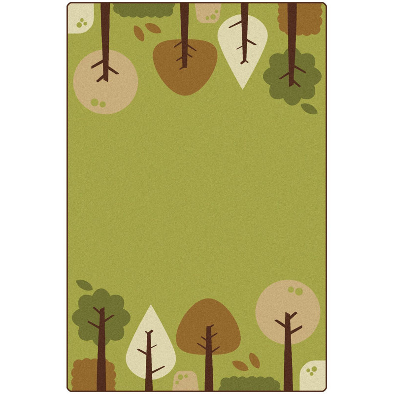 Tapis vert touffeté décoratif pour enfants Tranquil Trees Kidsoft, Rectangle 4 pi x 6 pi