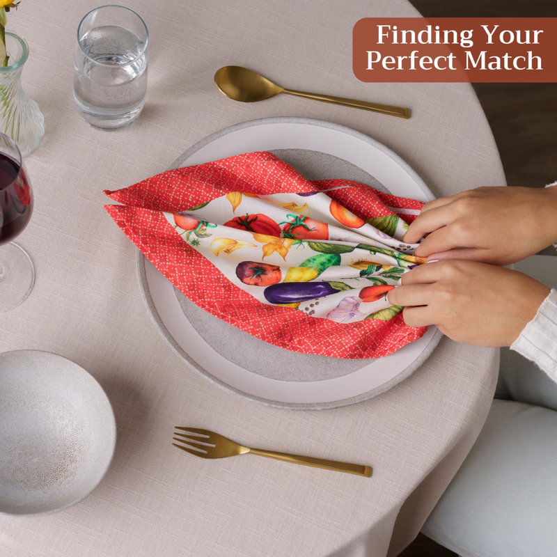 Maison d' Hermine Cloth Napkins Set of 4 100% Cotton Everyday Reusable Square Napkins Cloth Washable Dinner Party Wedding Restaurant Valentines Day Decorations Spring/Summer (Ratatouille, 18" x 18")