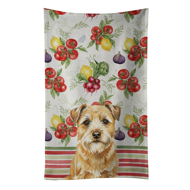 Wheaten Border Terrier Vegetables Kitchen Towel, Wheaten Border Terrier