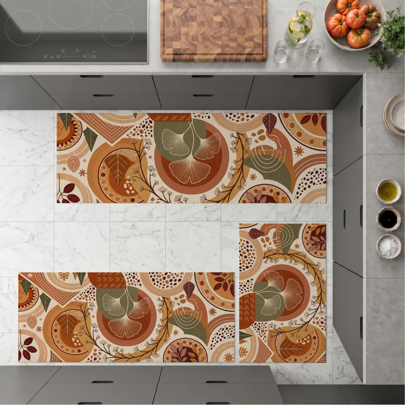 Tapis de cuisine lavables antidérapants Earthy Circles
