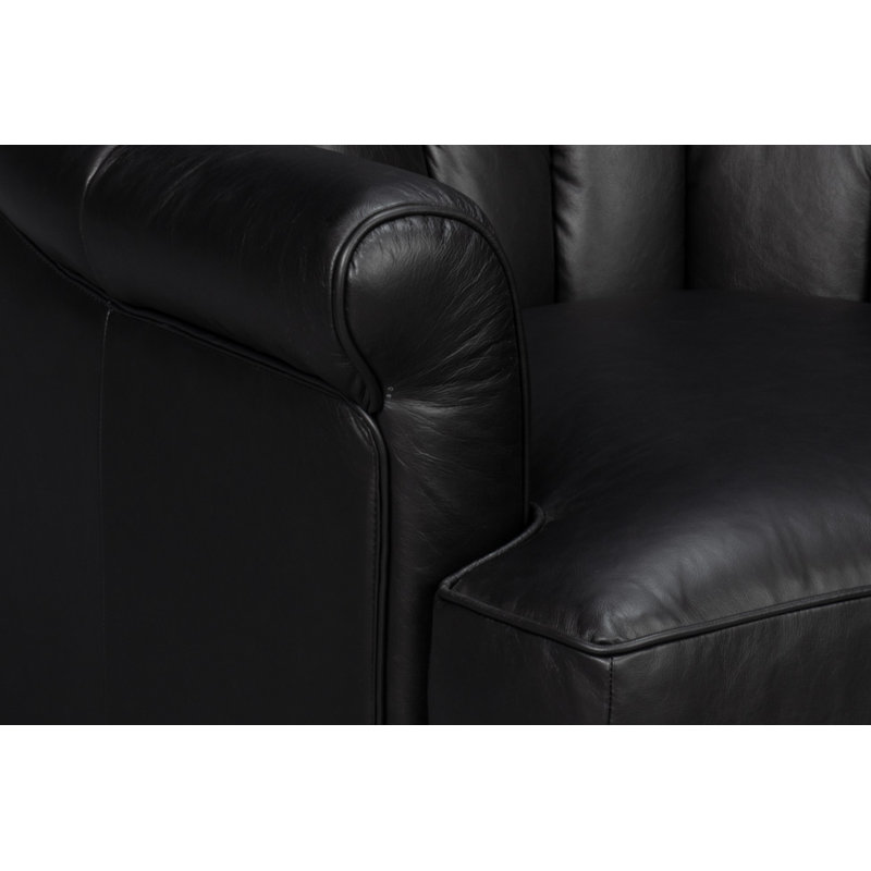 Scoth Swivel Armchair, Black Genuine Leather