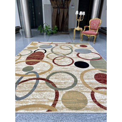 Tapis crème en laine tissé à la machine Lazarescu