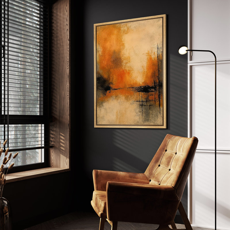 Reproduction abstraite neutre encadrée d'art mural sur toile pour la décoration du salon, Naturel, H 36 po x l 24 po