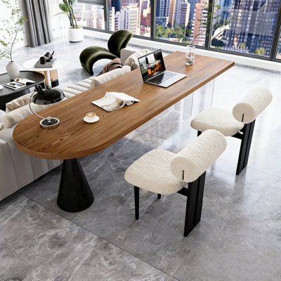 Brown Black Clear Half-Circle Solid Wood Acrylic Desk
