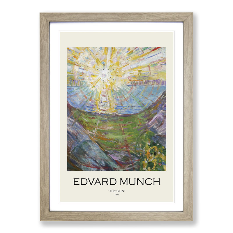 The Sun by Edvard Munch - Picture Frame Painting, Oak Framed, 48cm H x 36cm W x 2cm D