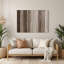 Art mural horizontal en taupe rayé blanc et métal gris-1137514492