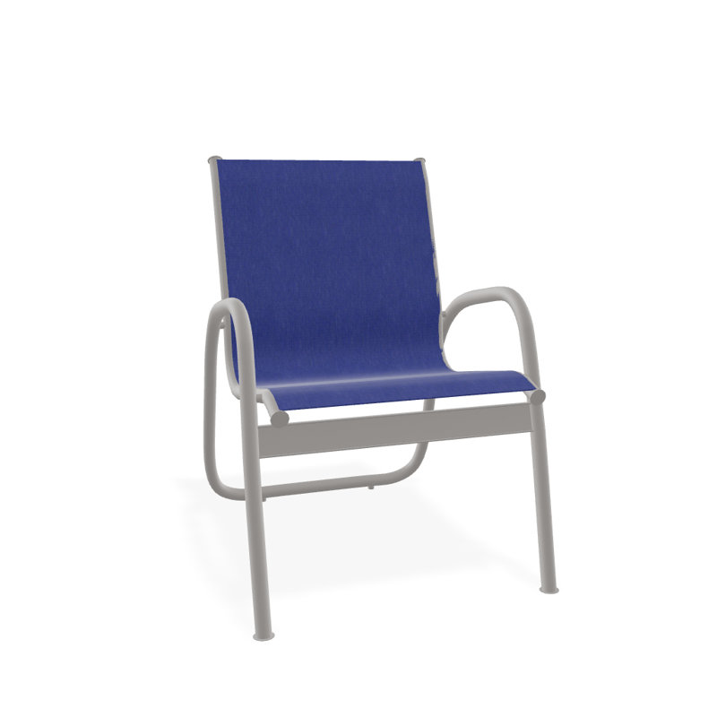 Fauteuil de patio Gardenella, Atlantis bleu royal Sunbrella®, Gris chaleureux texturé