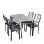 Ensemble de salle à manger 5 pièces pour 4 personnes, table de cuisine rectangulaire avec 4 chaises rembourrées - Structure en métal et plateau en MDF - Coin repas gain de place idéal pour les petits appartements/coins repas - Gris