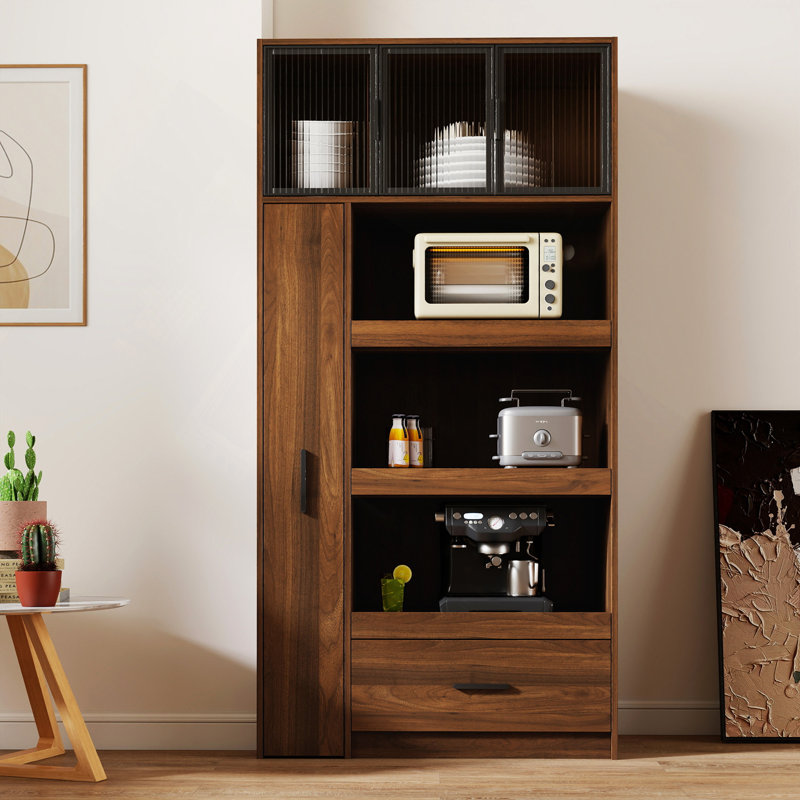 Armoire de cuisine avec support pour micro-ondes et tiroir