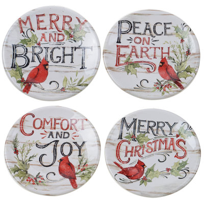 Certified International Evergreen Christmas Set Of 4 Canape Plate
