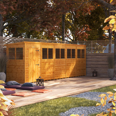 Powersheds 20 x 4ft Timber Tongue & Groove Pent Garden Shed