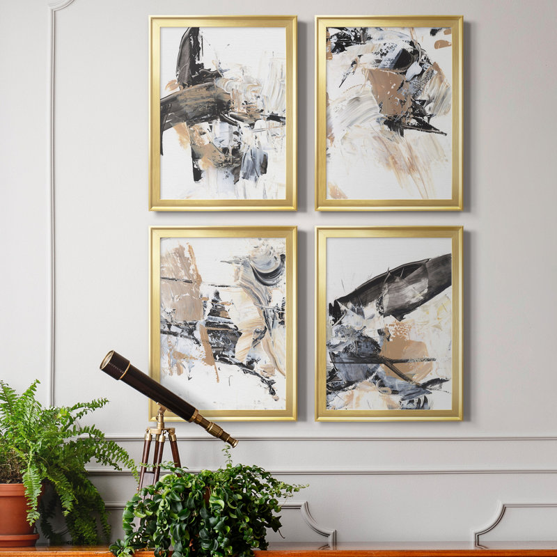 Ruckus I, toile encadrée de qualité supérieure - prête à être accrochée, Cadre doré, H 24,5 po x l 74 po x P 1 po