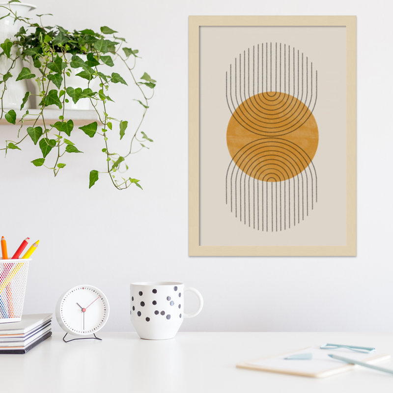 Perfect Point Yellow by The MIUUS STUDIO, 21" H x 15" W x 1" D, Brown Framed