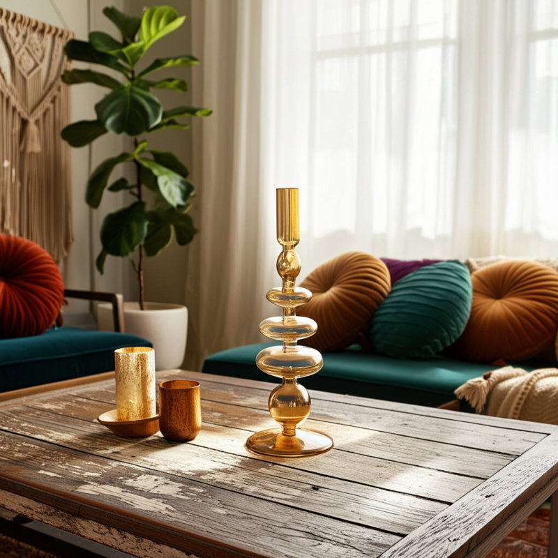 Candlestick Candle Holder, Gold