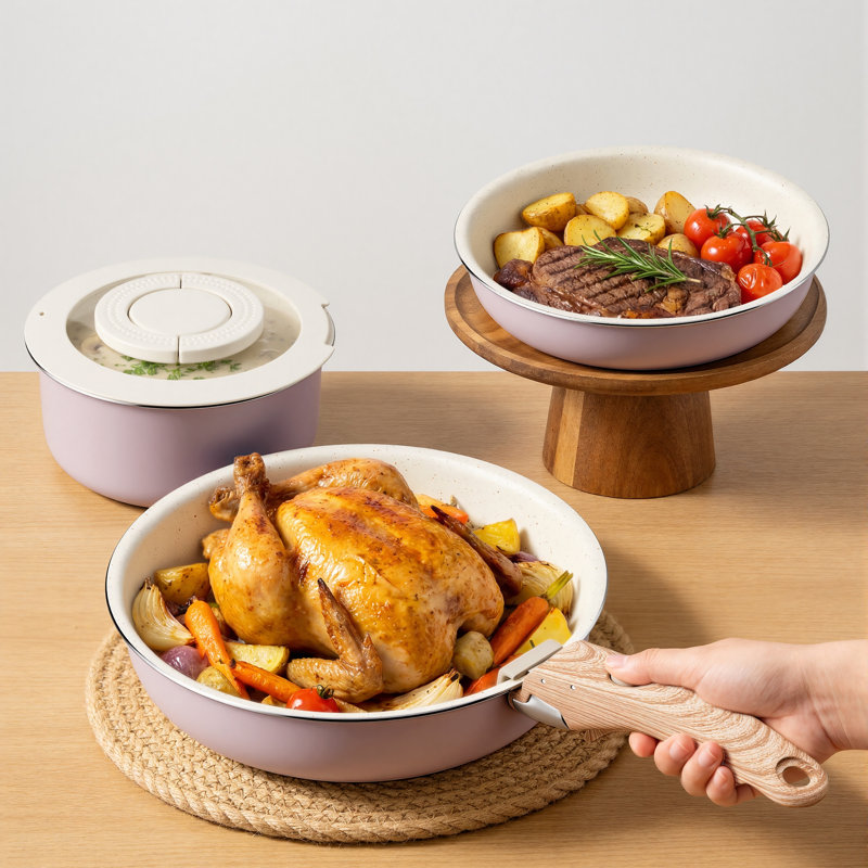 13 - Piece Non-Stick Aluminum Cookware Set, Purple