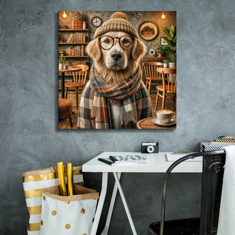  «Hipster Dog - Golden Retriever» par Rey Klimt, art mural sur toile, 26 po x 26 po