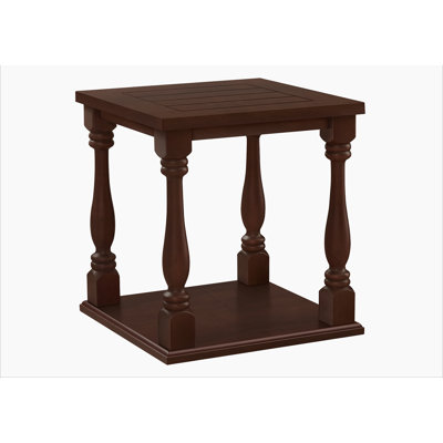 Table d'appoint, 2 niveaux, table de bout, table d'appoint, carré, table de chevet, chambre à coucher, lampe, placage brun, traditionnel