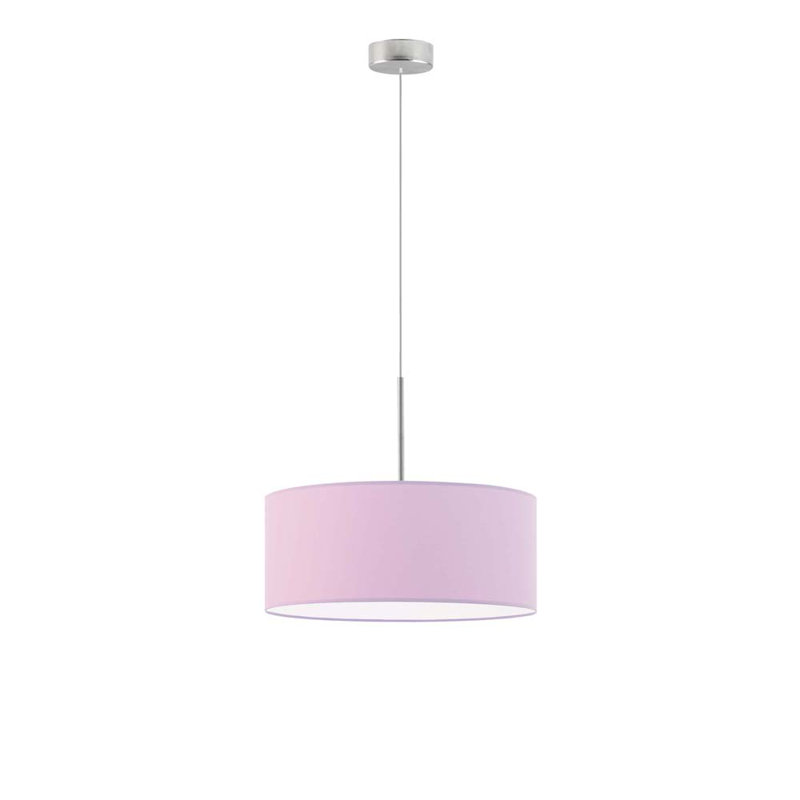 Aubryn 3 - Light Drum Pendant, 120cm H x 40cm W x 40cm D, Light Violet, Brushed Steel
