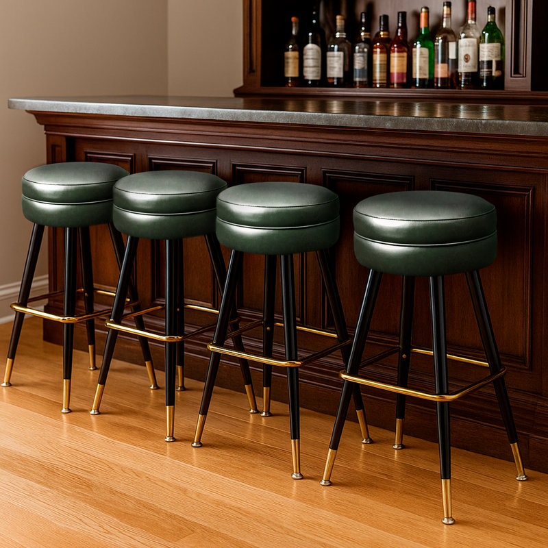 Signature Backless Swivel Bar Stool, Green