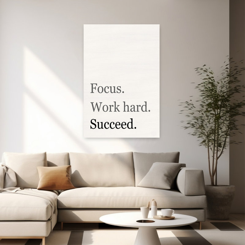 «Focus Work Hard Succe», art contemporain abstrait, H 60 po x l 40 po