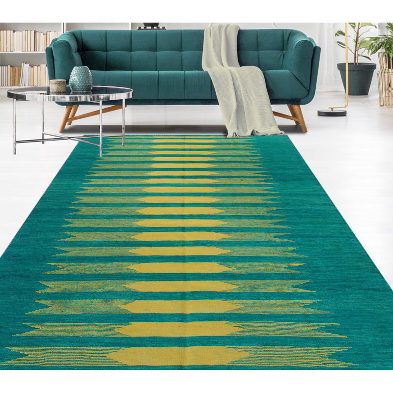 Modern Flatweave Aubriell Green Rug