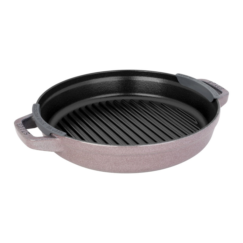 Staub Cast Iron Set 4 Piece, Stackable Space-Saving Cookware Set, Dutch Oven with Universal Lid, Made in France, Lilac