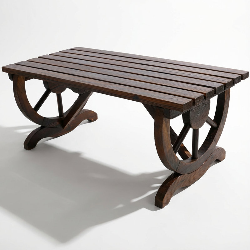 Banc d'extérieur en bois rustique avec pieds décoratifs pour deux personnes
