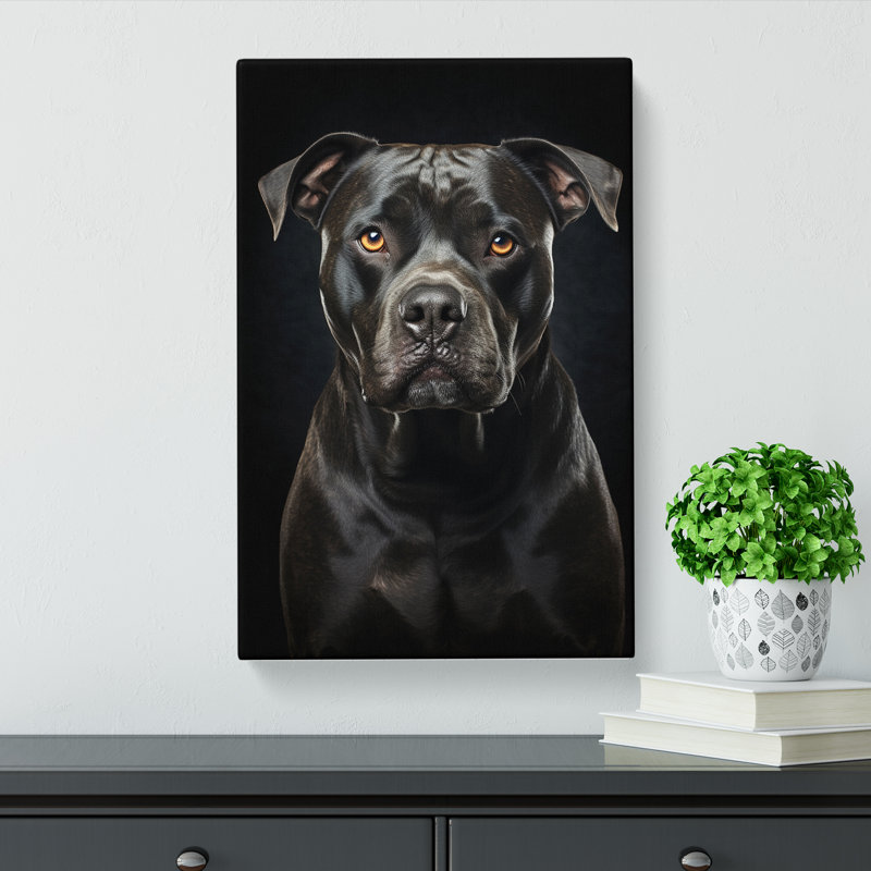 Staffordshire Bull Terrier Tachisme - Wrapped Canvas, 76cm H x 50cm W x 3cm D