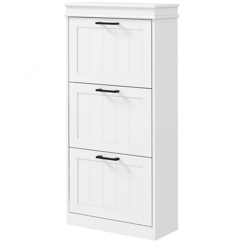 Shoe Cabinet For Entryway, Narrow Shoe Rack Storage Organizer With 3 Flip Drawers And Adjustable Shelves For 15 Pairs Of Shoes