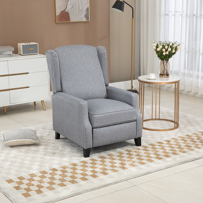 Modern Comfortable Upholstered Leisure Chair / Recliner Chair, Gray Linen