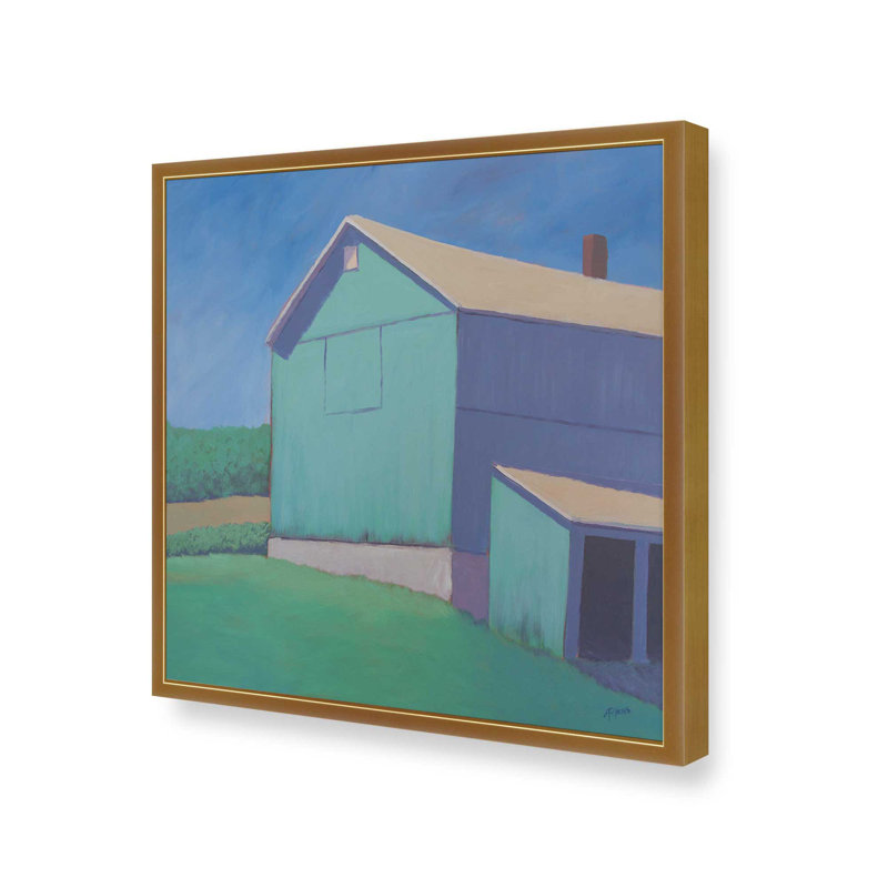 «Rustic Teal» par Carol Young, reproduction d'art, Impression sur cadre ouvert sans papier mat, H 30 po x l 30 po, Doré