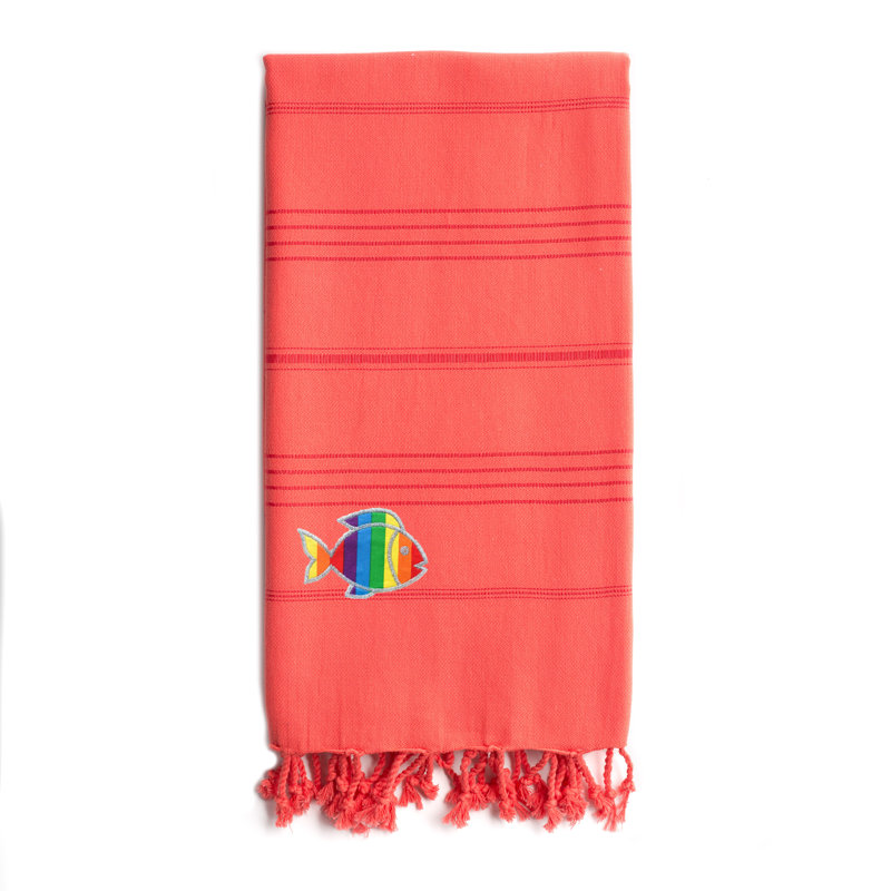 Summer Fun Turkish Cotton Beach Towel, Coral