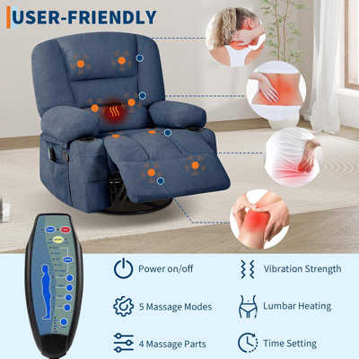 Fauteuil inclinable manuel pivotant pour salon, canapé inclinable une place rembourré avec poches de rangement latérales, revêtement en chenille et velours côtelé/PU, plusieurs couleurs disponibles pour une détente optimale à la maison.