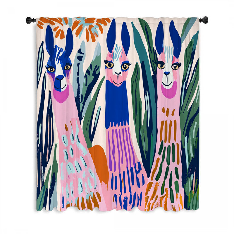 Rideaux de fenêtre lamas, occultant et voilages Llamas - 1 panneau, L 50 po x L 96 po