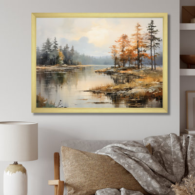 Lakeside Fall Foliage Serenity II - Lake River Wall Art