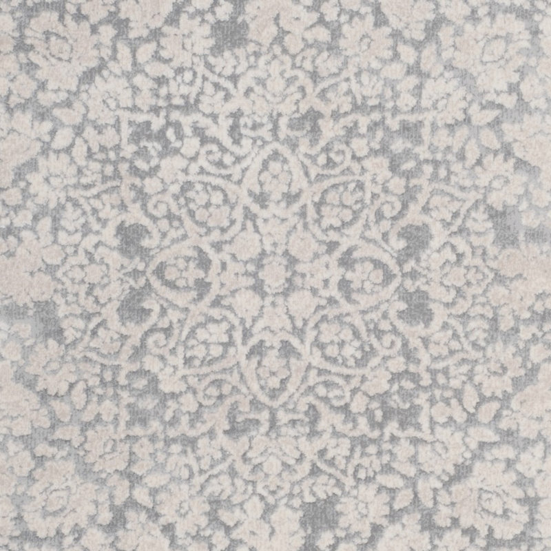 Calidia Oriental Light Gray/Cream Area Rug, Round 8'