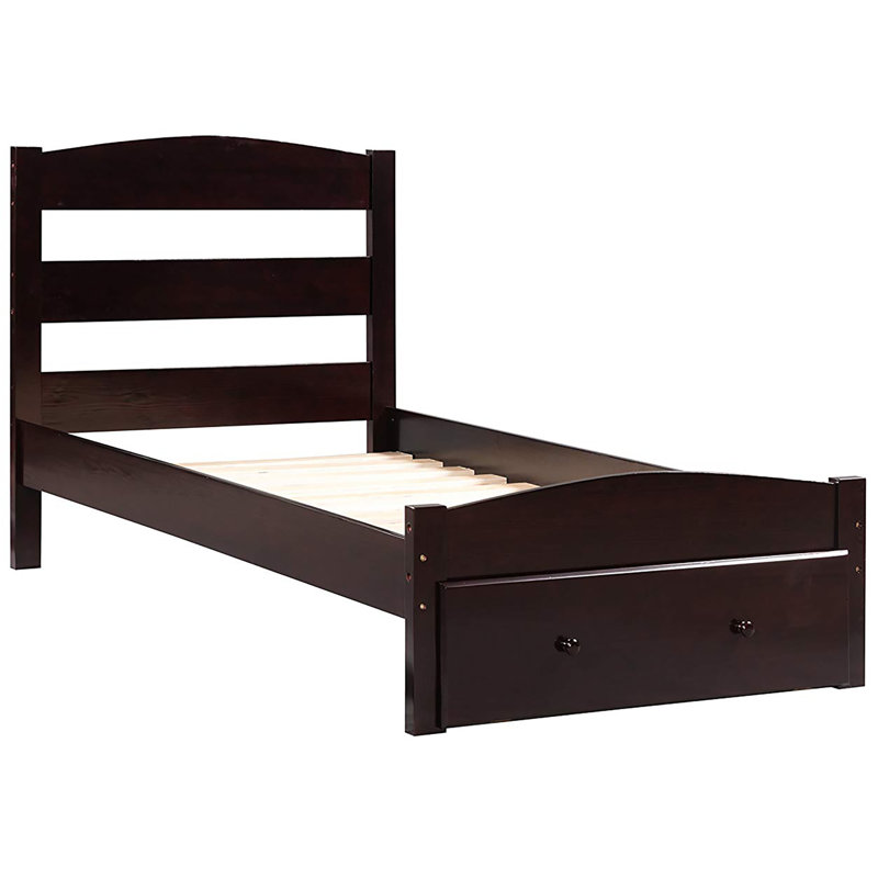 Lit plateforme simple en bois massif par Latitude Run®, Noir