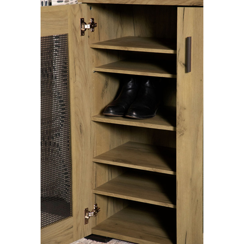 Armoire décorative en chêne doré et filet noir