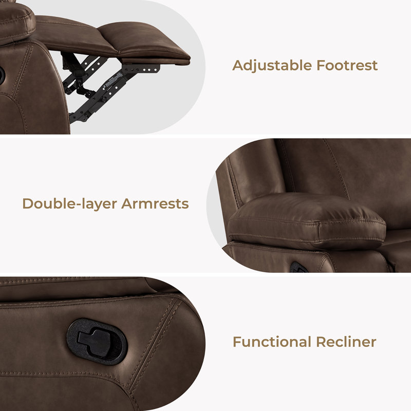 39'' Wide Contemporary Manual Recliner, Espresso