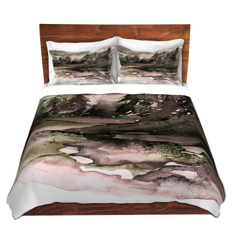  Housse de couette en microfibre Julia Di Sano, 1 housse de couette simple + 1 taie décorative st, Vert foncé / noir